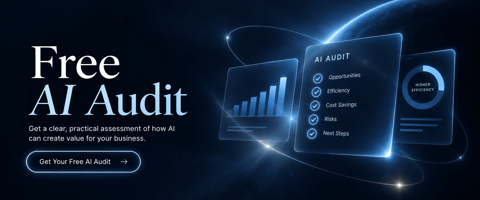 Free AI Audit with opportunity, efficiency, cost saving, risk and next-step cards