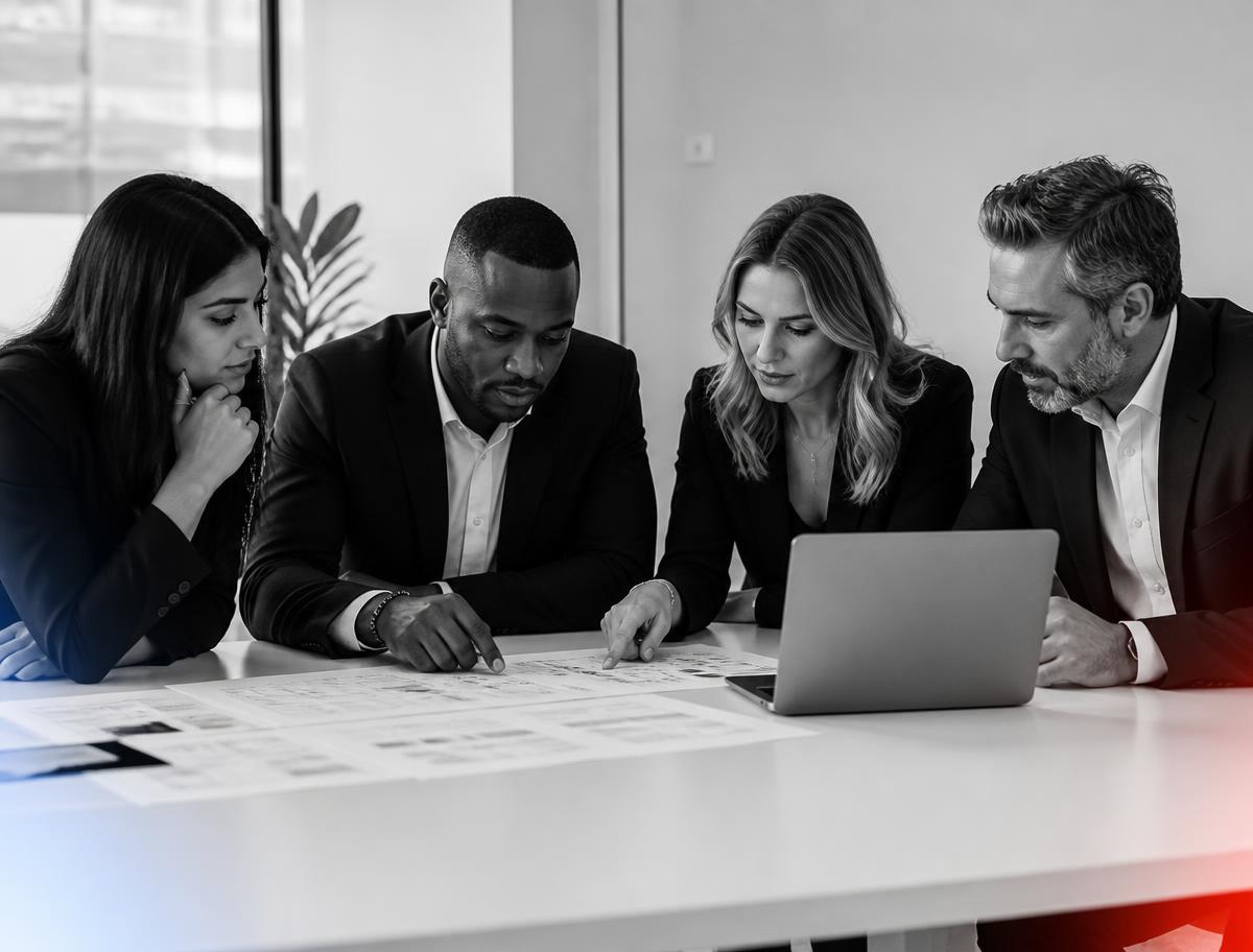 A team collaborating around a table